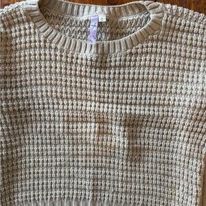Alya Textured Knit Sweater in Taupe Made in USA